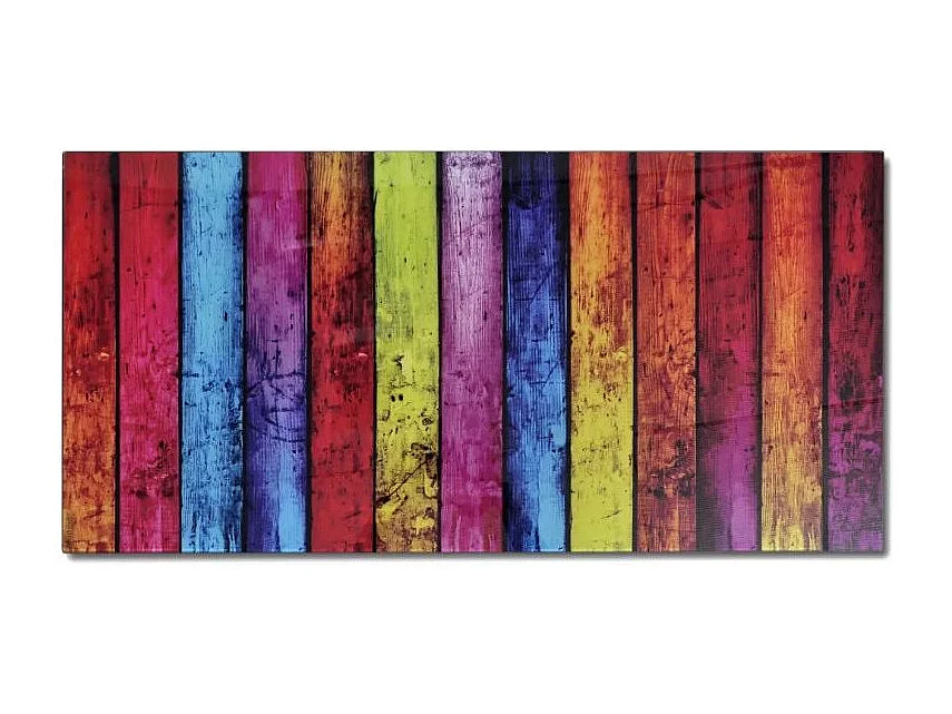 Table basse rectangulaire verre arc en ciel et métal noir Rainbow