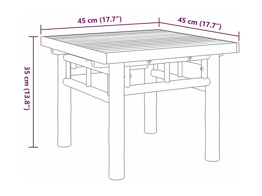 Table basse 45x45x35 bambou