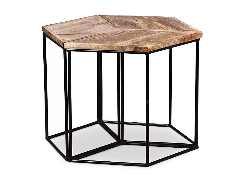 Table basse manguier clair et pieds métal noir Vinck