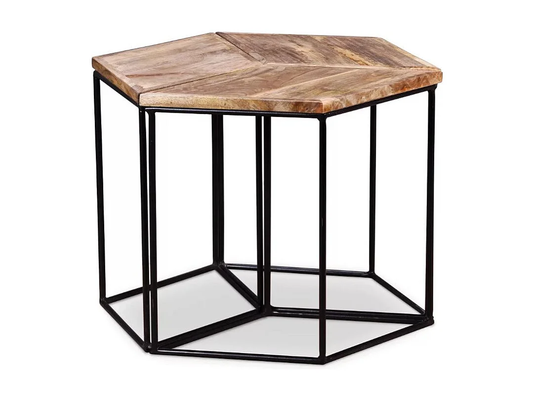 Table basse manguier clair et pieds métal noir Vinck