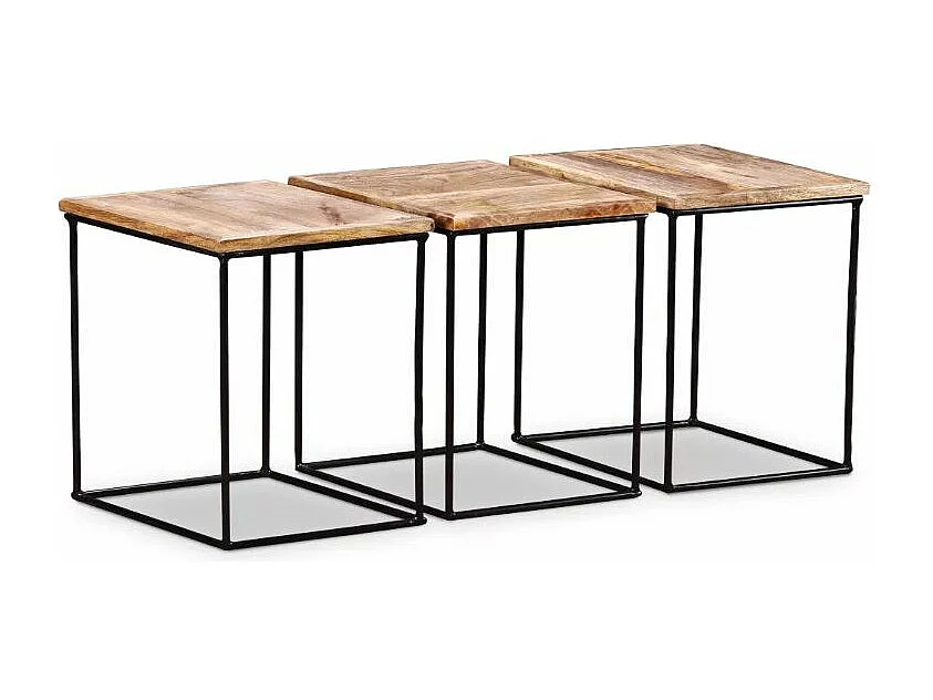 Table basse manguier clair et pieds métal noir Vinck