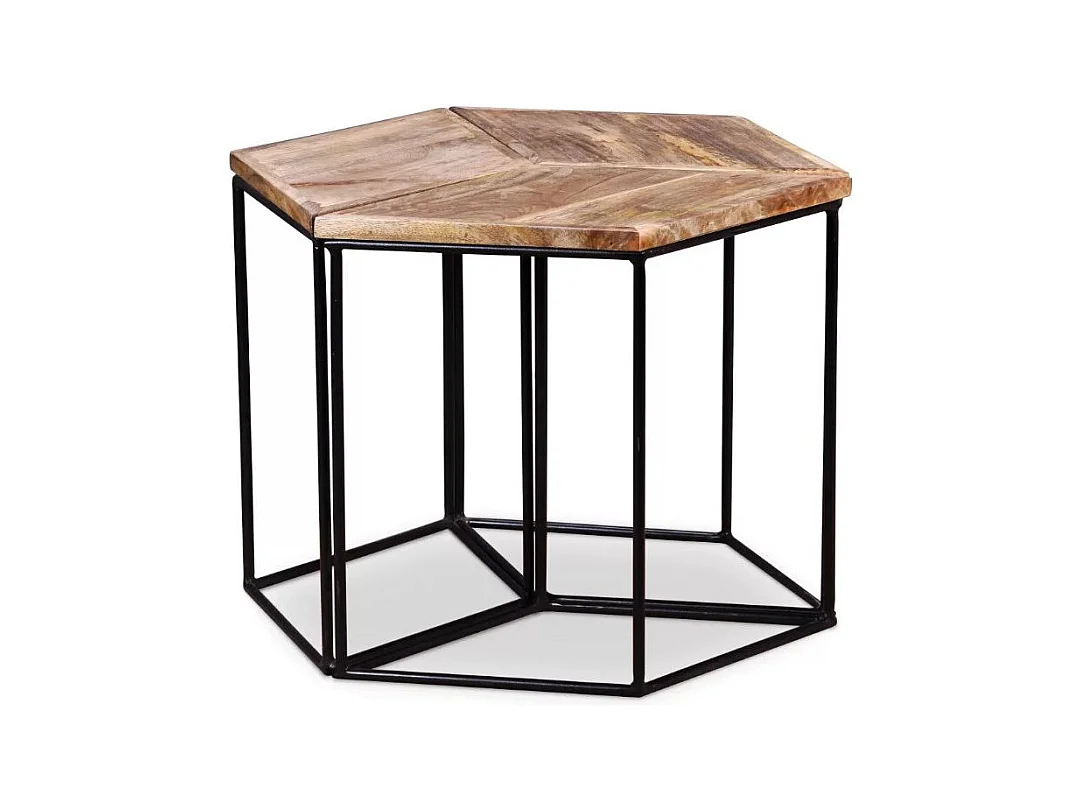 Table basse manguier clair et pieds métal noir Vinck