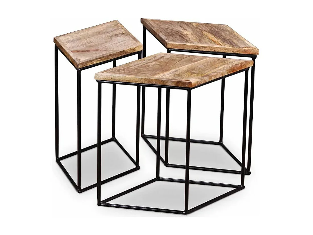 Table basse manguier clair et pieds métal noir Vinck