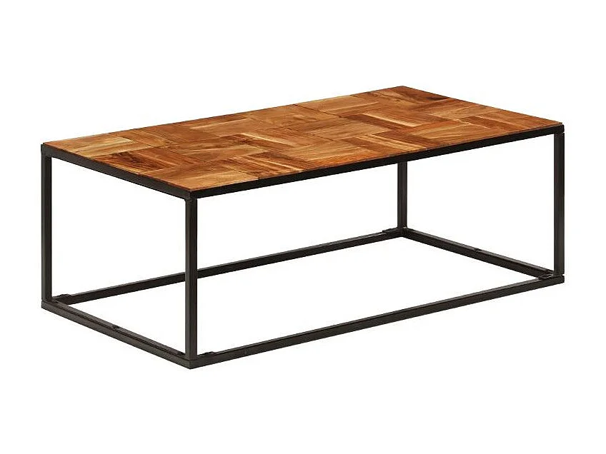 Table basse rectangulaire acacia massif foncé et métal noir Rozas