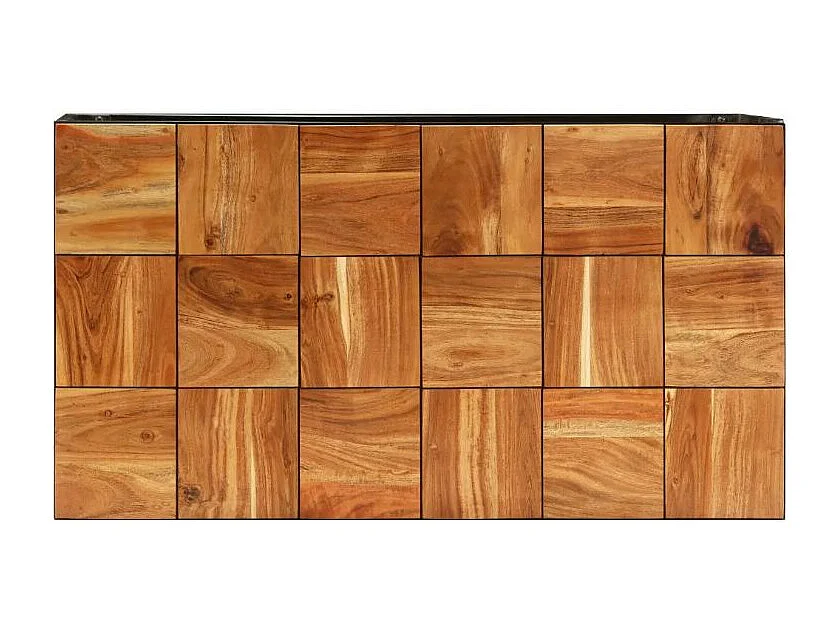 Table basse rectangulaire acacia massif foncé et métal noir Rozas