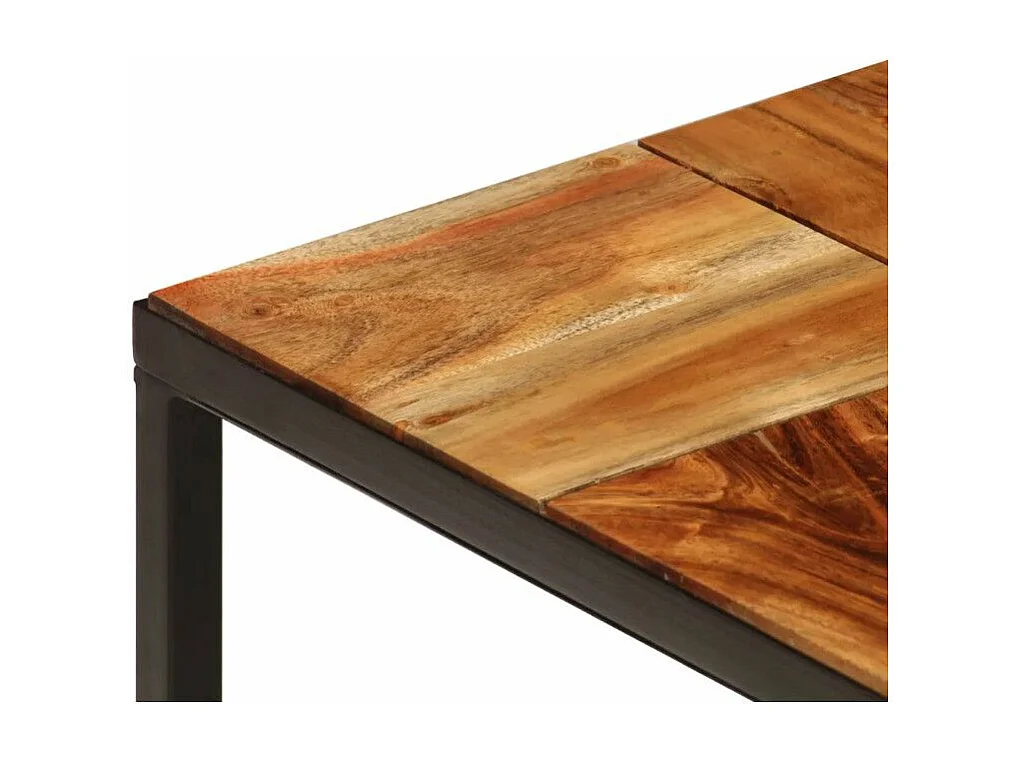 Table basse rectangulaire acacia massif foncé et métal noir Rozas