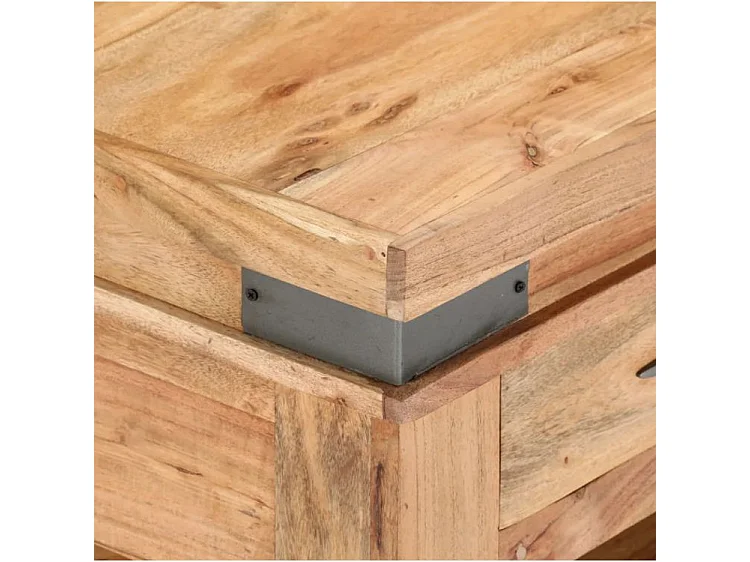 Table basse rectangulaire 2 tiroirs acacia massif clair Sokina