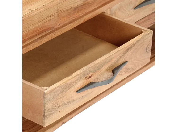 Table basse rectangulaire 2 tiroirs acacia massif clair Sokina