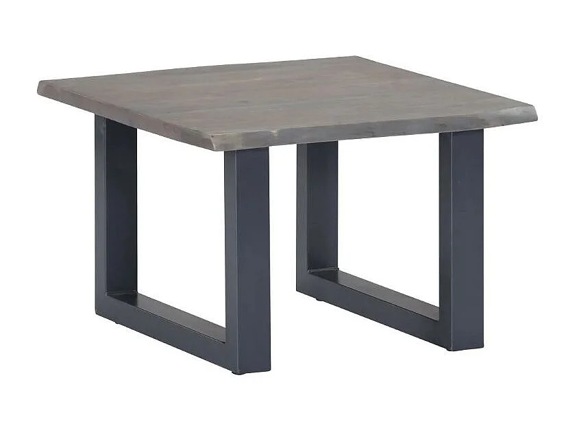 Table basse carrée acacia massif et métal gris Miji