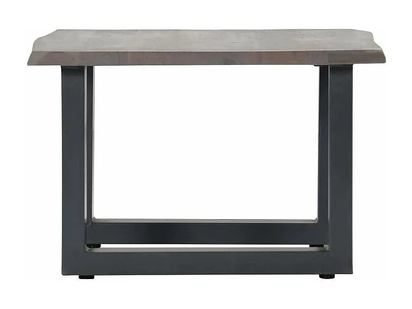 Table basse carrée acacia massif et métal gris Miji