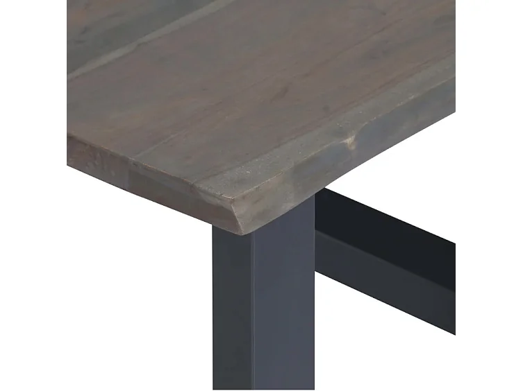 Table basse carrée acacia massif et métal gris Miji