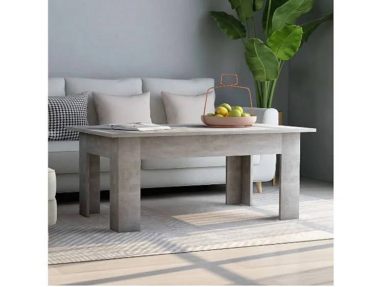 Table basse rectangulaire bois gris béton Léonie