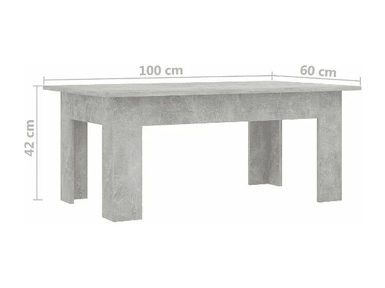 Table basse rectangulaire bois gris béton Léonie