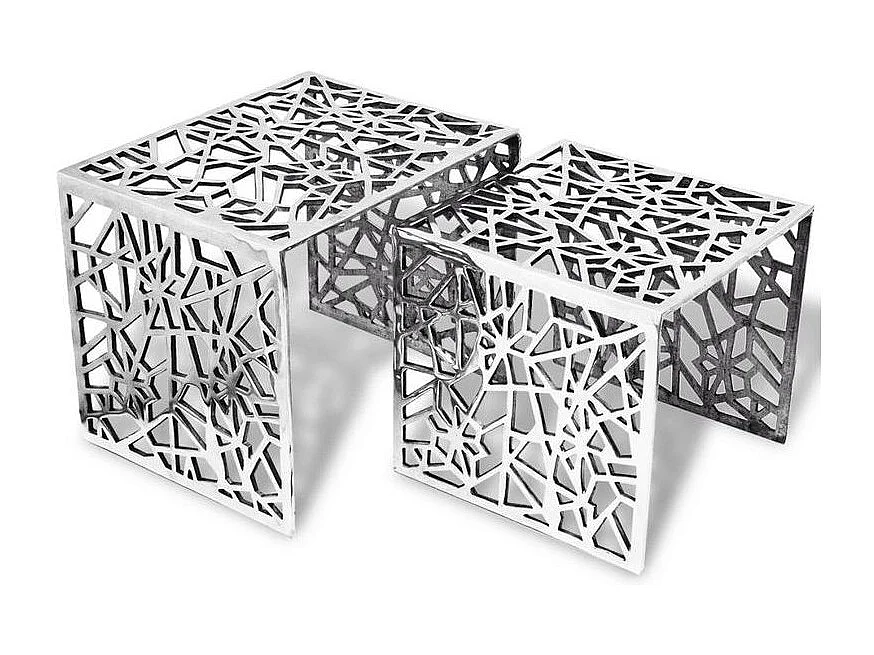 Set de 2 tables gigognes métal argenté Elyach