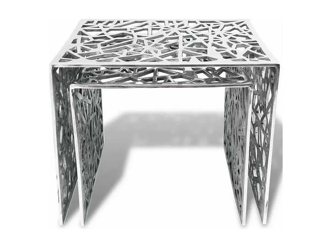 Set de 2 tables gigognes métal argenté Elyach