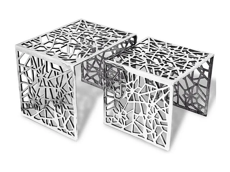 Set de 2 tables gigognes métal argenté Elyach
