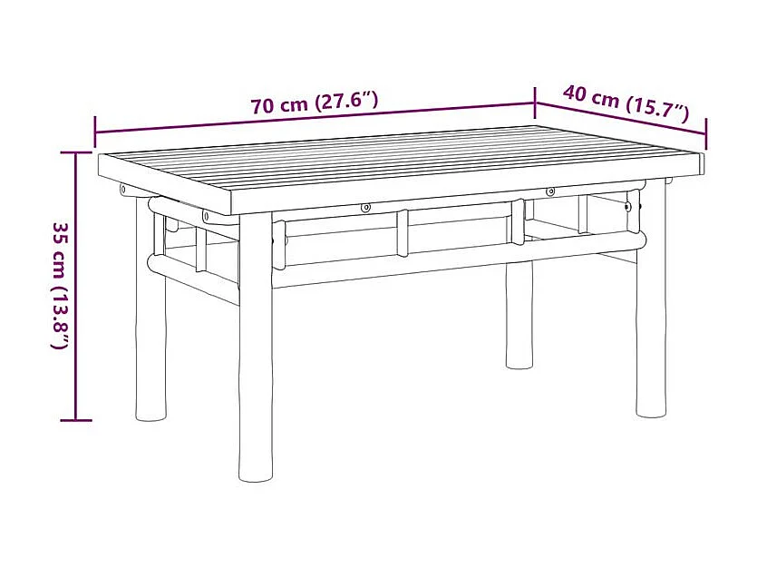 Table basse 70x40x35 bambou