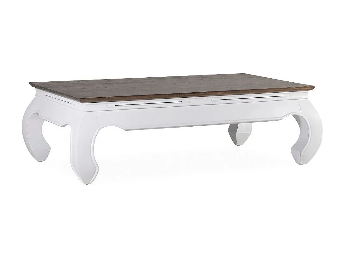 Table basse rectangulaire bois massif de mindi blanc et marron Orpirest 125cm