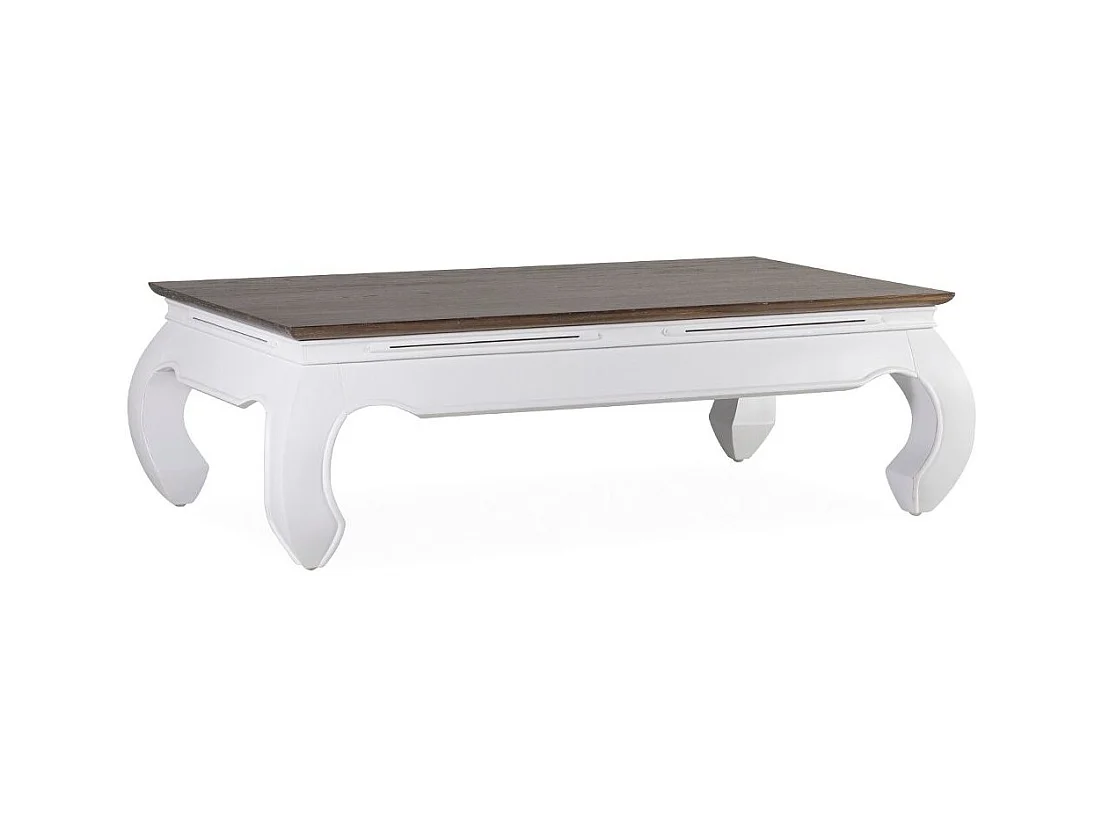 Table basse rectangulaire bois massif de mindi blanc et marron Orpirest 125cm