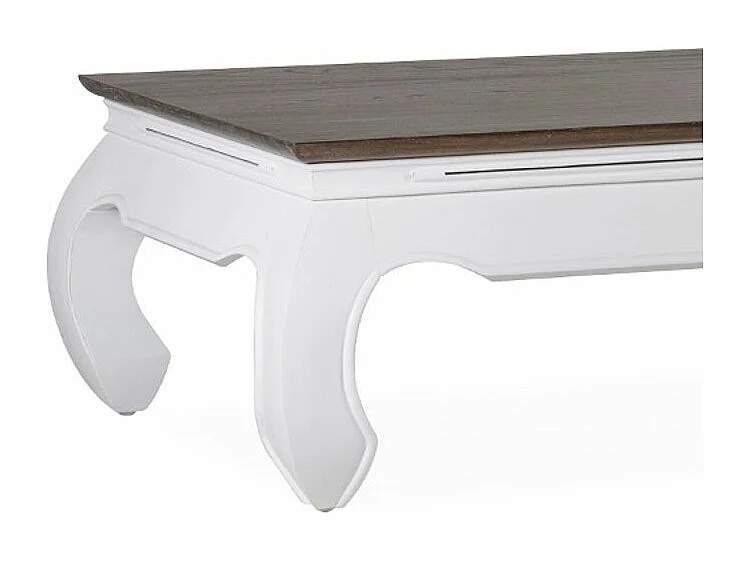 Table basse rectangulaire bois massif de mindi blanc et marron Orpirest 125cm