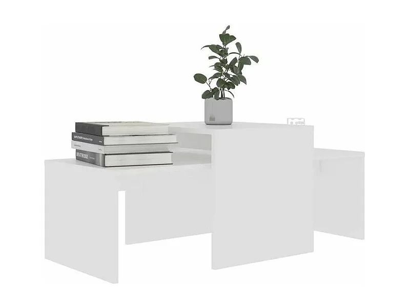 Set de 2 tables basses gigognes bois blanc Folet 100cm