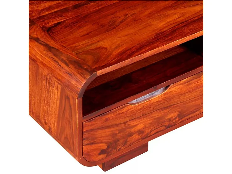 Table basse rectangulaire 4 tiroirs sesham massif foncé Alam