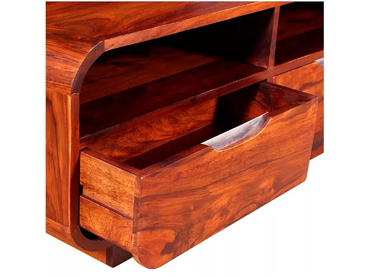 Table basse rectangulaire 4 tiroirs sesham massif foncé Alam