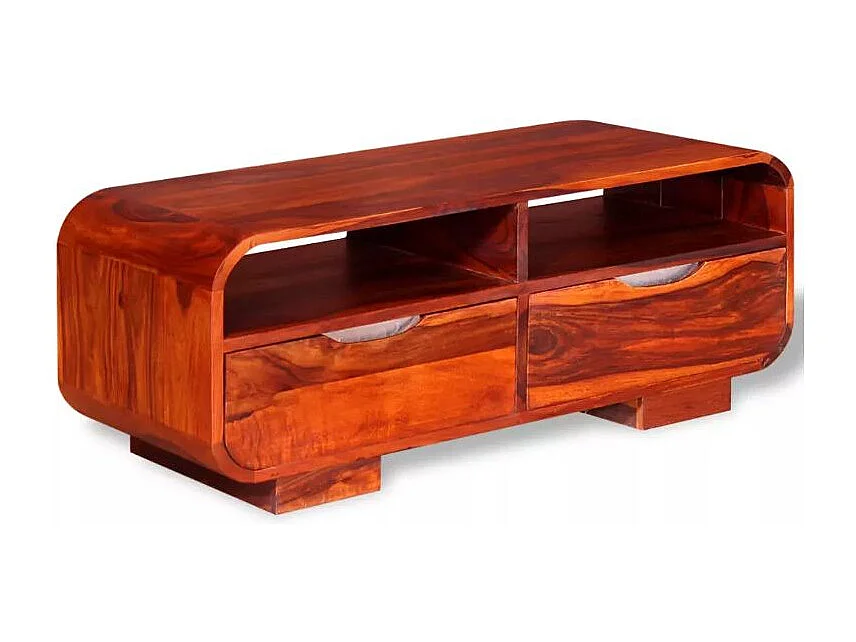 Table basse rectangulaire 4 tiroirs sesham massif foncé Alam