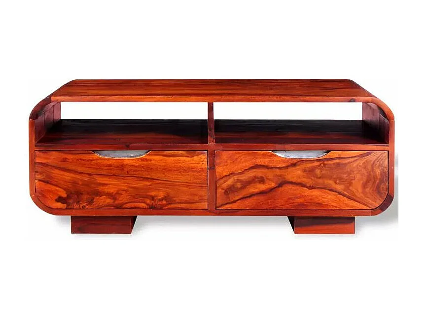 Table basse rectangulaire 4 tiroirs sesham massif foncé Alam