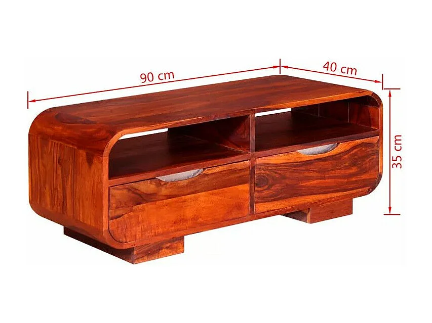 Table basse rectangulaire 4 tiroirs sesham massif foncé Alam