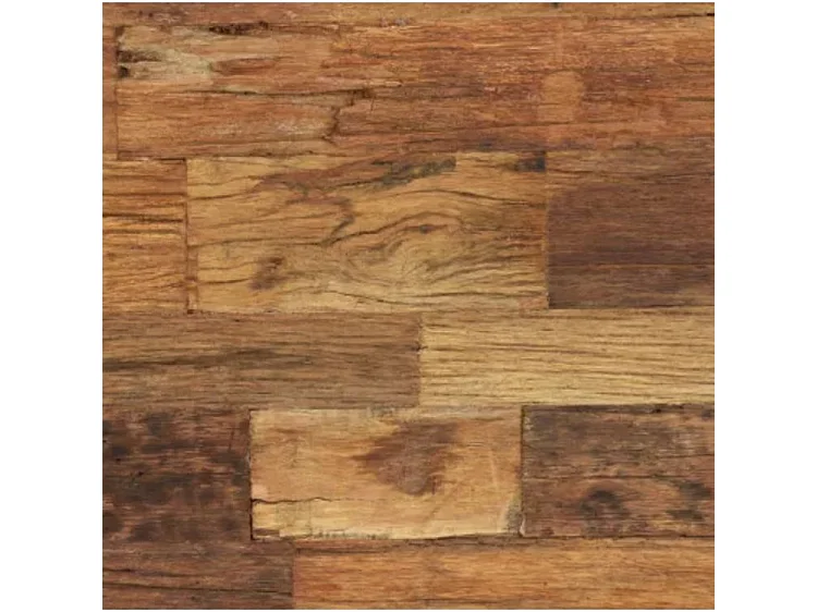 Table basse rectangulaire bois de traverses recyclé et pieds métal blanc Mousty