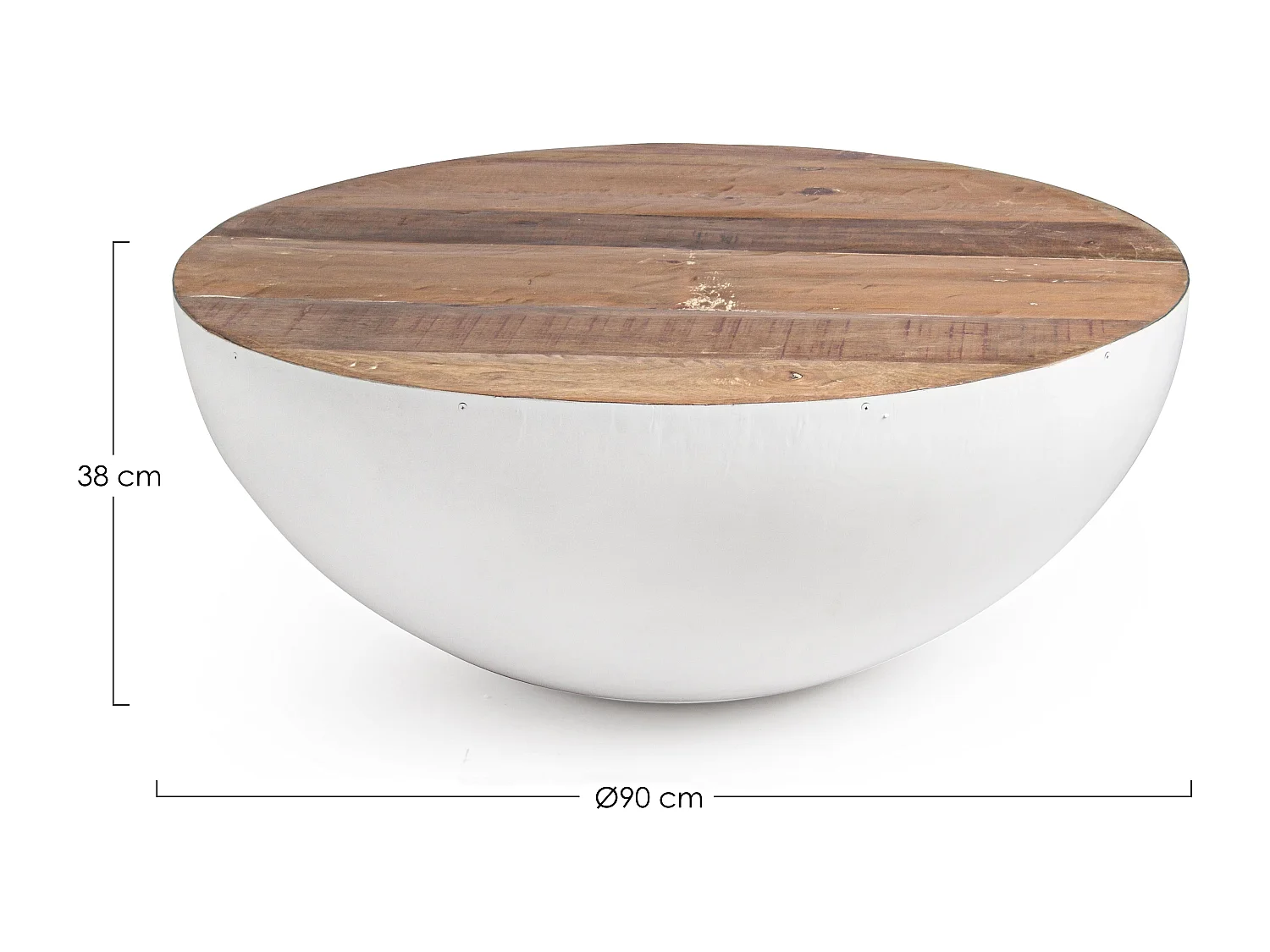 Table basse ronde en bois et acier blanc Lara 90cm