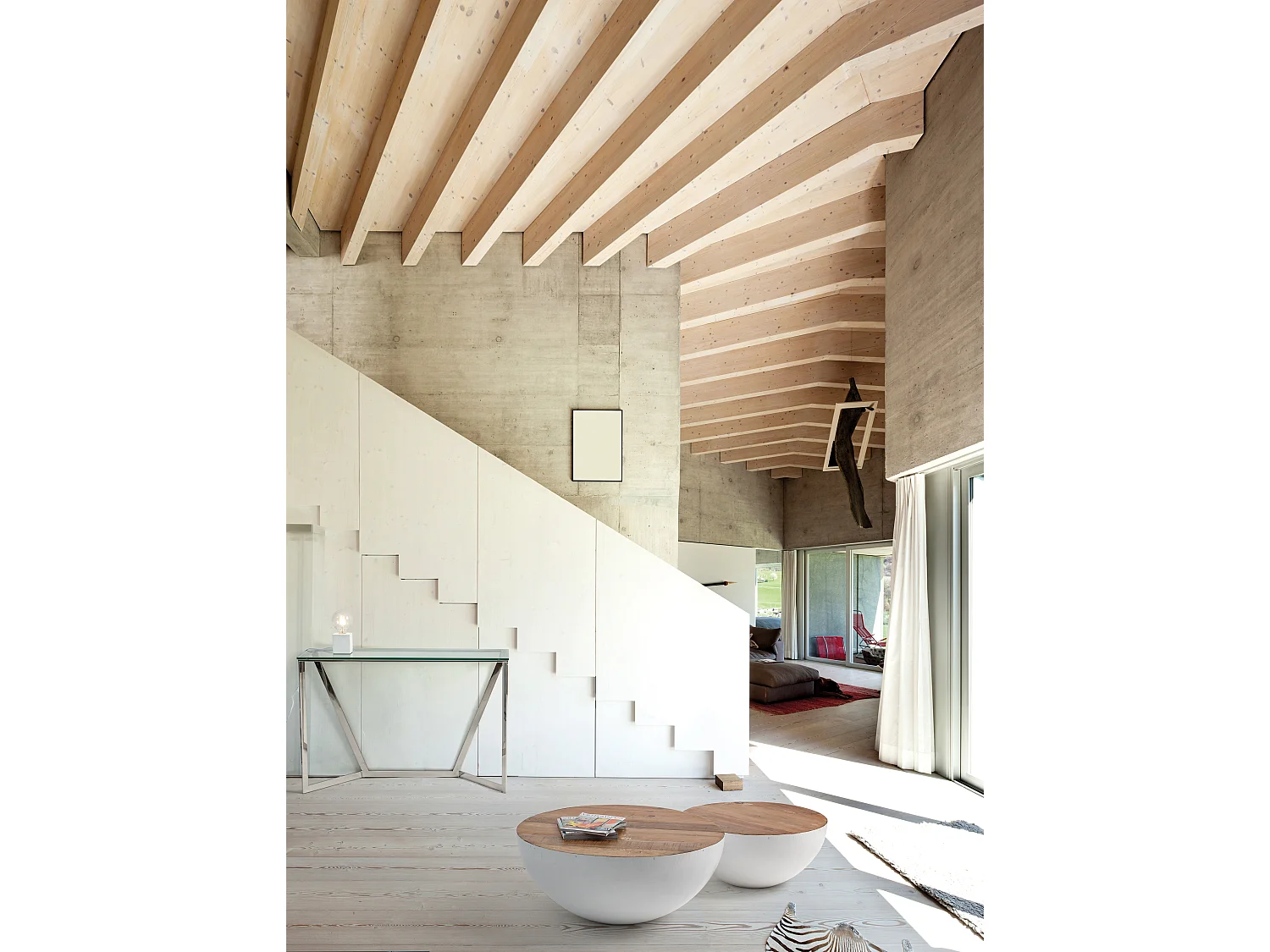 Table basse ronde en bois et acier blanc Lara 90cm