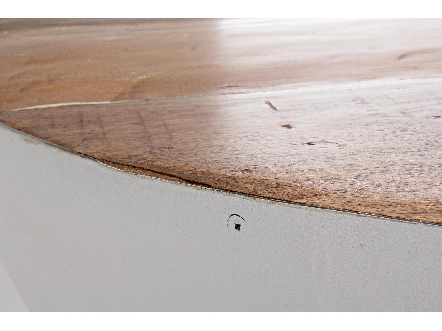 Table basse ronde en bois et acier blanc Lara 90cm