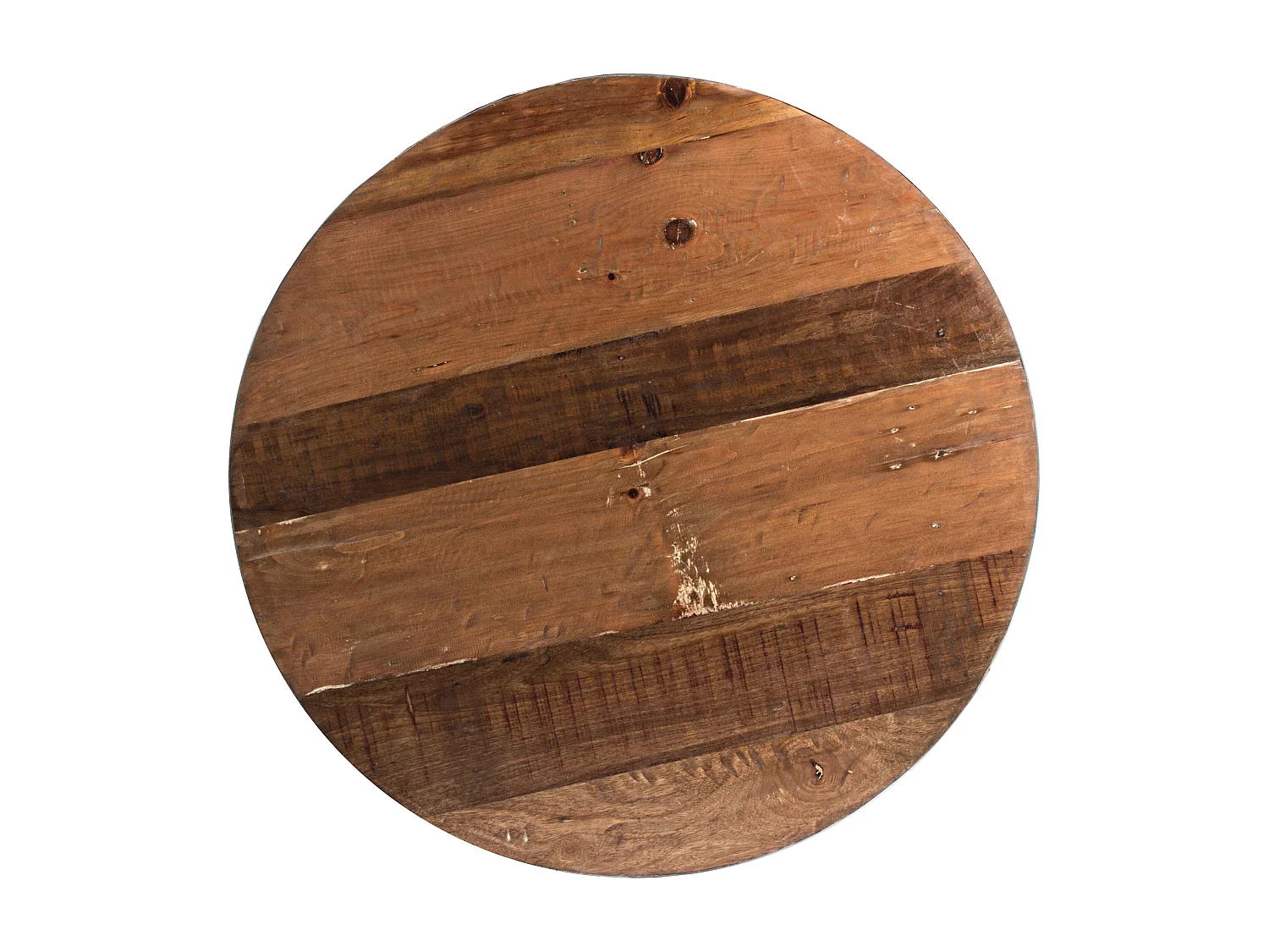 Table basse ronde en bois et acier blanc Lara 90cm