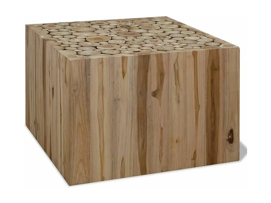 Table basse carrée teck massif foncé Heavy