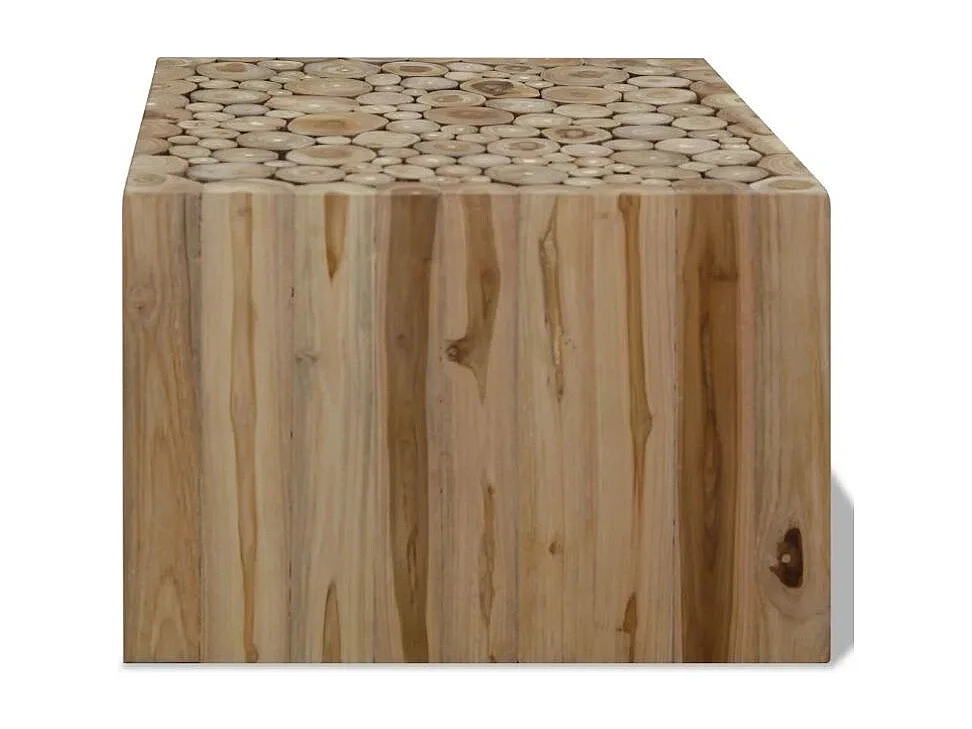 Table basse carrée teck massif foncé Heavy