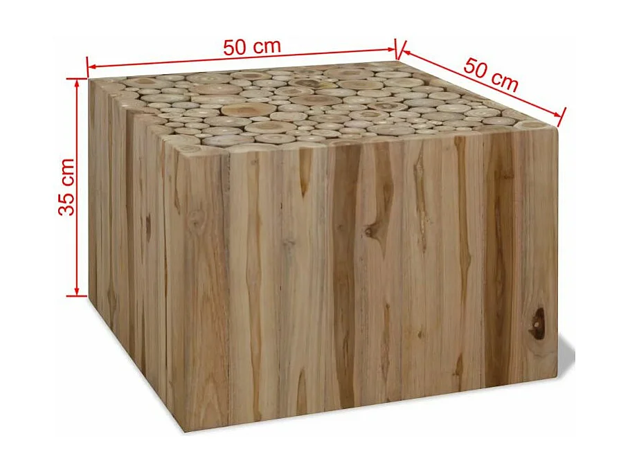 Table basse carrée teck massif foncé Heavy