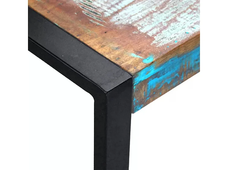 Table basse carrée bois massif recyclé et métal noir Lau