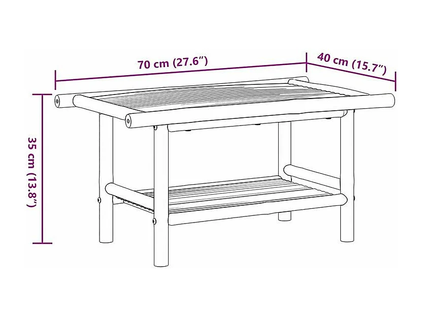 Table basse 70x40x35 bambou