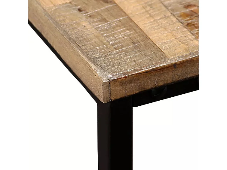 Table basse gigogne teck massif recyclé et métal noir Voust - Lot de 2