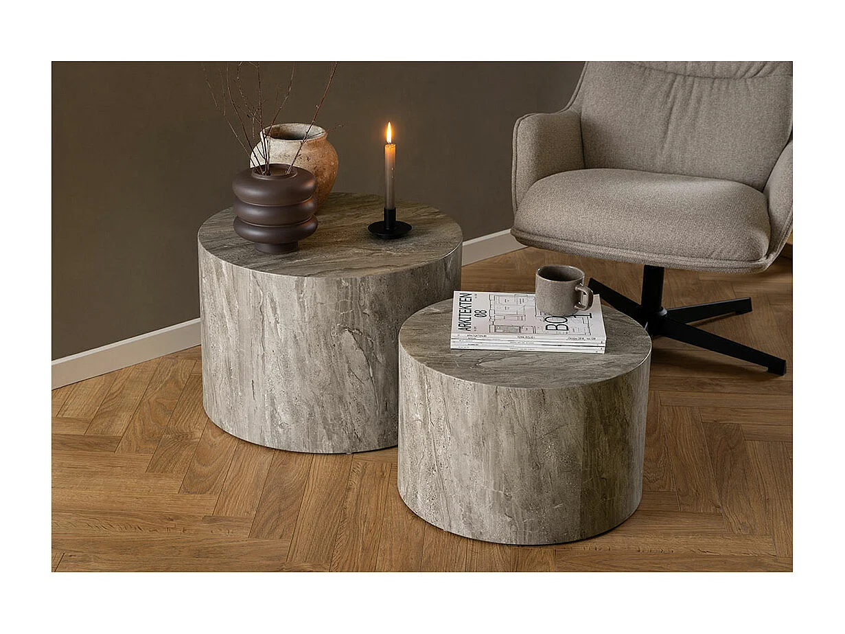 Dice table basse ensembles gris.