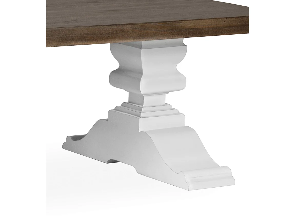 Table basse provençale bois massif de mindi blanc et marron Kirest 130cm