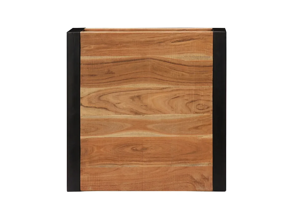 Table basse carrée acacia massif clair et métal noir Loumba 60cm