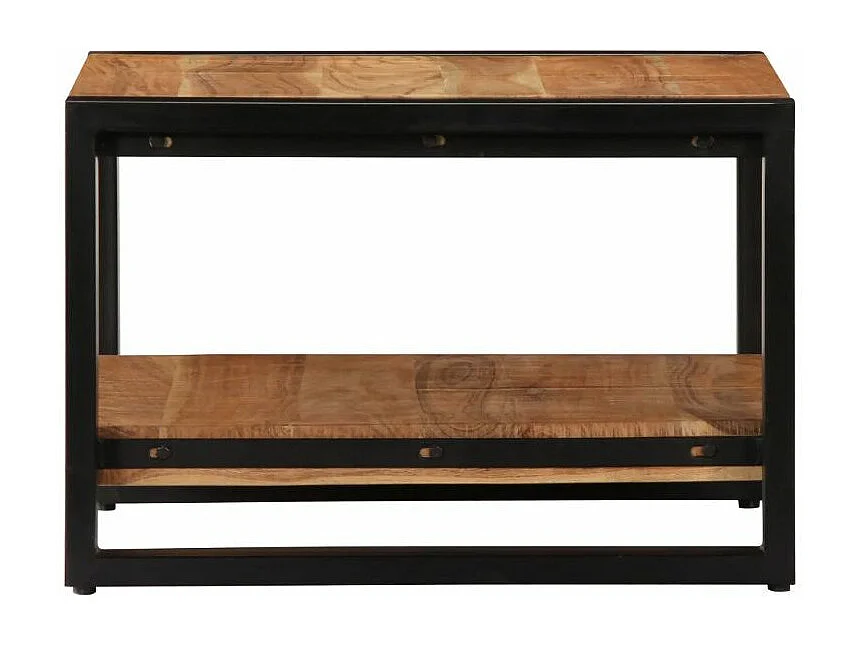 Table basse carrée acacia massif clair et métal noir Loumba 60cm
