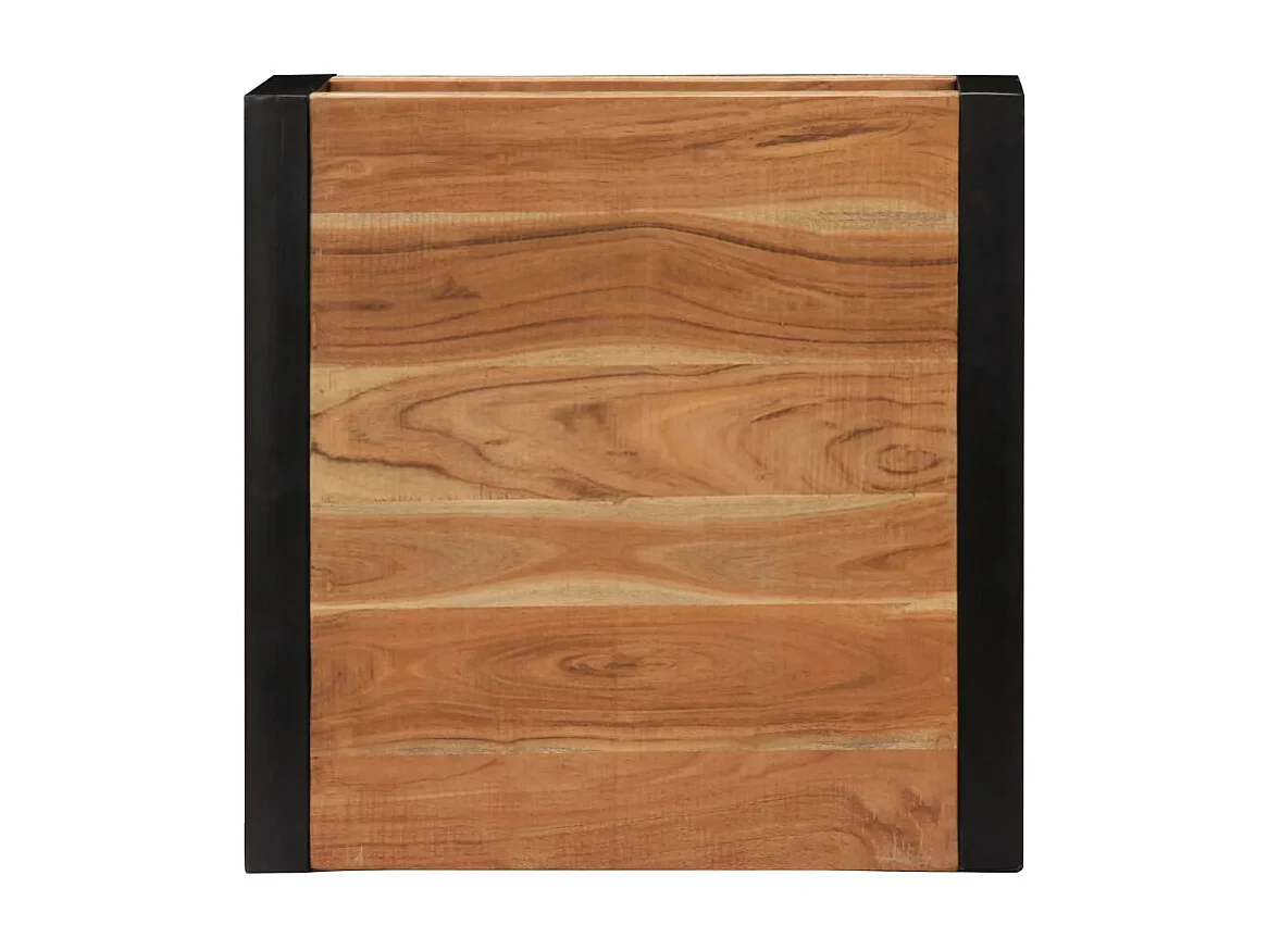 Table basse carrée acacia massif clair et métal noir Loumba 60cm