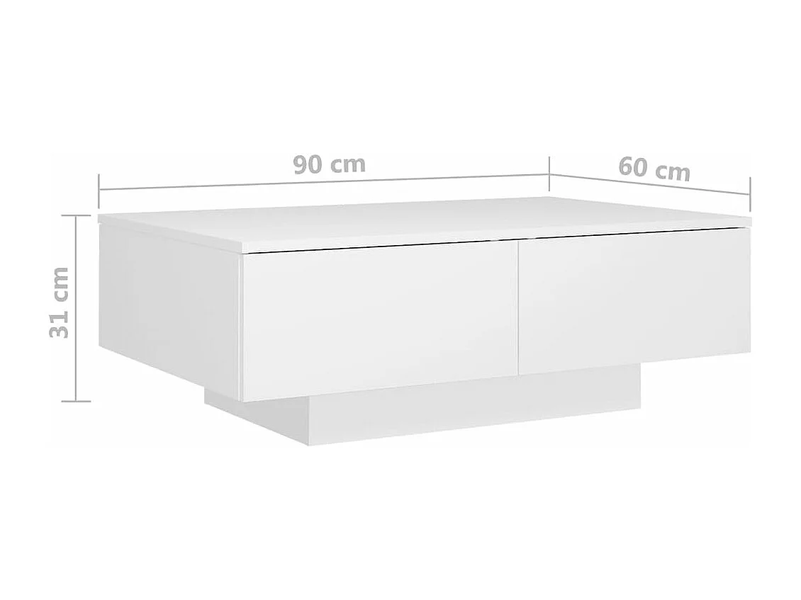 Table basse blanche 90x60x31 Leva