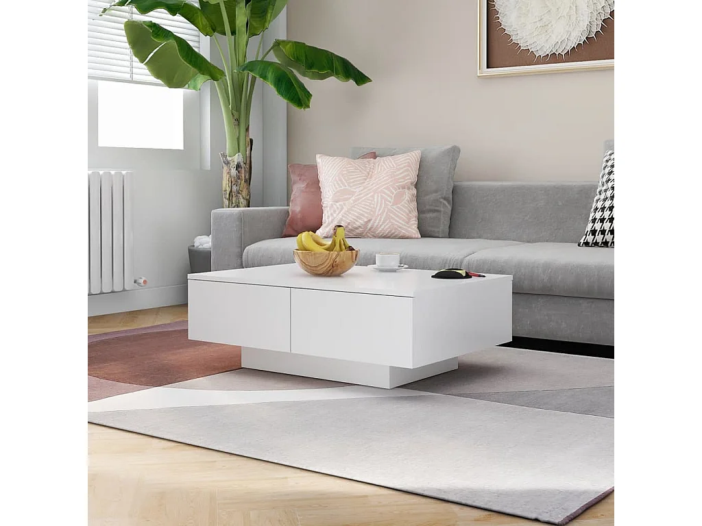 Table basse blanche 90x60x31 Leva