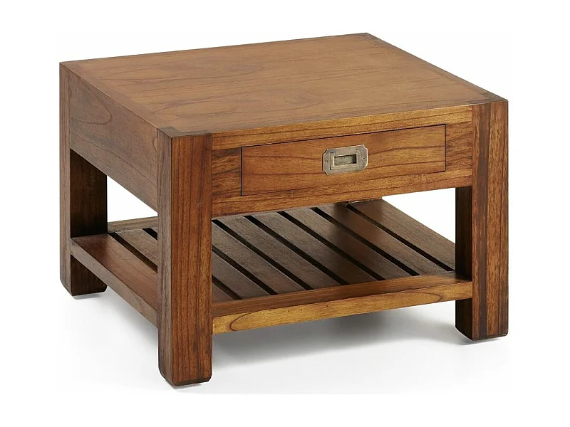 Table basse carrée en bois massif de Mindy 1 tiroir Orka 60cm