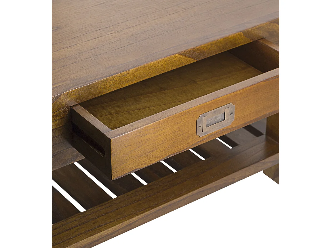 Table basse carrée en bois massif de Mindy 1 tiroir Orka 60cm